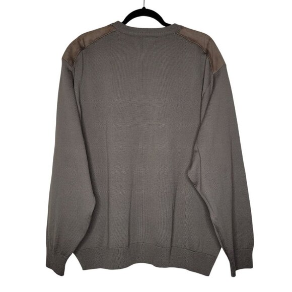 Papillon Sweater Mens XL EU 46 Wool Blend Textured Leather Suede Patch Warm Base - Picture 2 of 5